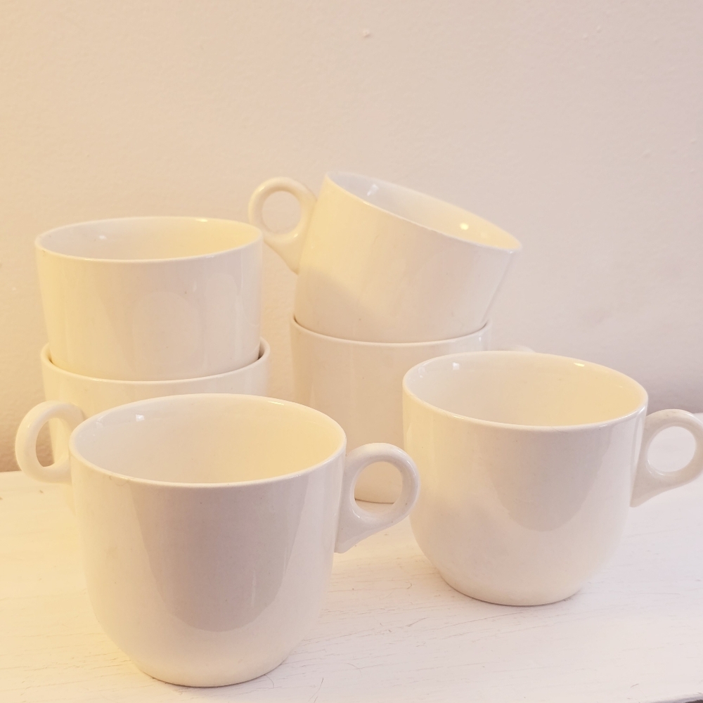 Set of 6 Vintage White Demitasse Mugs - Picture 2 of 7